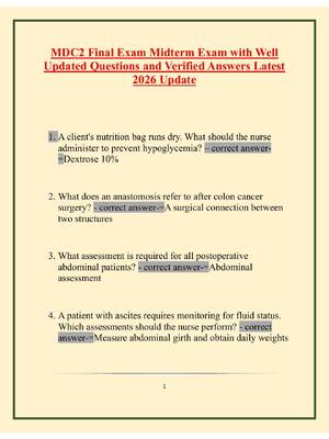Preview image for MDC2 Final Exam Midterm Exam with Well Updated Questions and Verified Answers Latest 2026 Update
