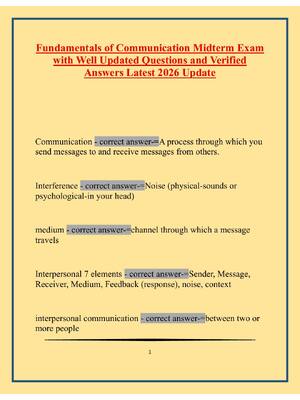 Preview image for Fundamentals of Communication Midterm Exam with Well Updated Questions and Verified Answers Latest 2026 Update