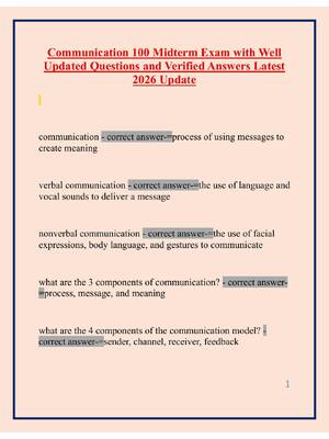 Preview image for Communication 100 Midterm Exam with Well Updated Questions and Verified Answers Latest 2026 Update