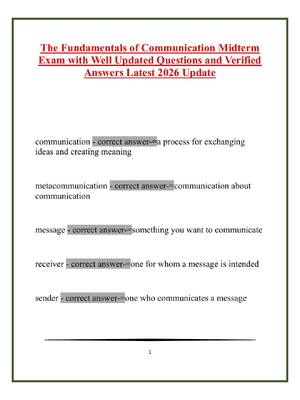 Preview image for The Fundamentals of Communication Midterm Exam with Well Updated Questions and Verified Answers Latest 2026 Update