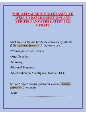 Preview of MDC 3 FINAL MIDTERM EXAM WITH WELL UPDATED QUESTIONS AND VERIFIED ANSWERS LATEST 2026 UPDA