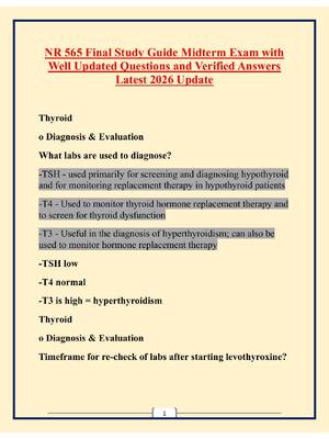 Preview image for NR 565 Final Study Guide Midterm Exam with Well Updated Questions and Verified Answers Latest 2026 Update