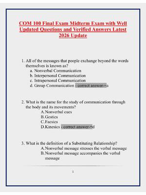 Preview image for COM 100 Final Exam Midterm Exam with Well Updated Questions and Verified Answers Latest 2026 Update