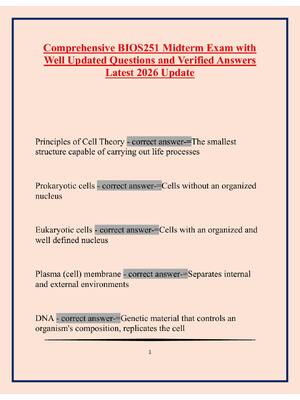 Preview image for Comprehensive BIOS251 Midterm Exam with Well Updated Questions and Verified Answers Latest 2026 Update