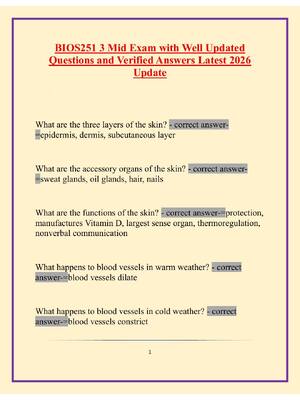 Preview image for BIOS251 3 Mid Exam with Well Updated Questions and Verified Answers Latest 2026 Update