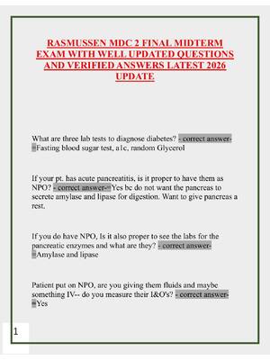 Preview image for RASMUSSEN MDC 2 FINAL MIDTERM EXAM WITH WELL UPDATED QUESTIONS AND VERIFIED ANSWERS LATEST 2026 UPDATE