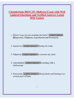 Preview image for Chamberlain BIOS 251 Midterm Exam with Well Updated Questions and Verified Answers Latest 2026 Update