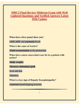 Preview image for MDC2 Final Review Midterm Exam with Well Updated Questions and Verified Answers Latest 2026 Update