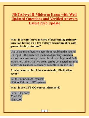 Preview image for NETA level II Midterm Exam with Well Updated Questions and Verified Answers Latest 2026 Update