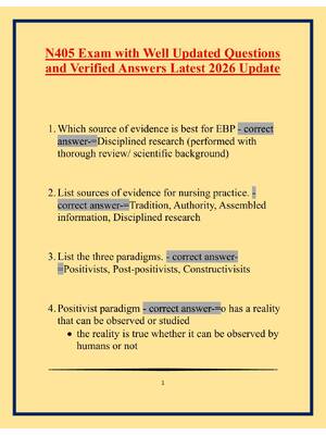Preview image for N405 Exam with Well Updated Questions and Verified Answers Latest