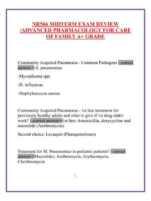Preview image for NR566 MIDTERM EXAM REVIEW  /ADVANCED PHARMACOLOGY FOR CARE  OF FAMILY A+ GRADE