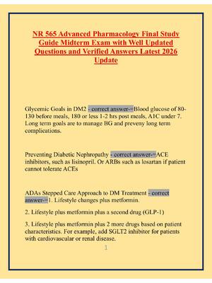 Preview image for NR 565 Advanced Pharmacology Final Study Guide Midterm Exam with Well Updated Questions and Verified Answers Latest 2026 Update