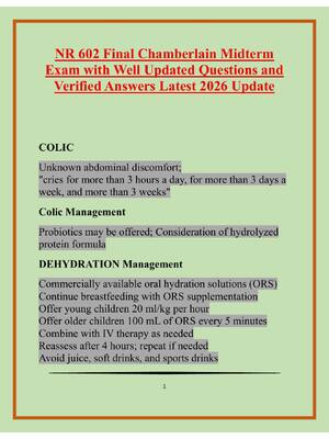 Preview image for NR 602 Final Chamberlain Midterm Exam with Well Updated Questions and Verified Answers Latest 2026 Update
