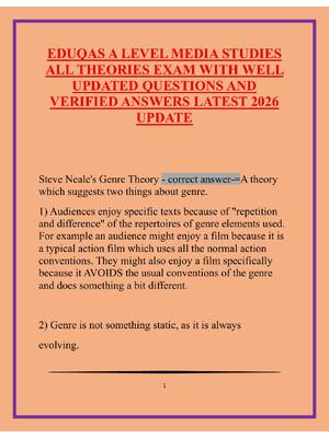 Preview image for EDUQAS A LEVEL MEDIA STUDIES ALL THEORIES EXAM WITH WELL UPDATED QUESTIONS AND VERIFIED ANSWERS LATEST 2026 U