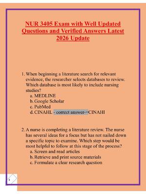 Preview image for NUR 3405 Exam with Well Updated Questions and Verified Answers Latest