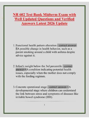 Preview of NR 602 Test Bank Midterm Exam with Well Updated Questions and Verified Answers Latest 2026