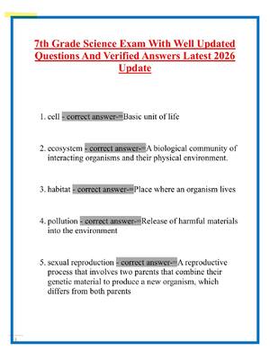 Preview image for 7th Grade Science Exam With Well Updated Questions And Verified Answers Latest 2026 Update