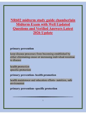 Preview of NR602 midterm study guide chamberlain Midterm Exam with Well Updated Questions and Verifie