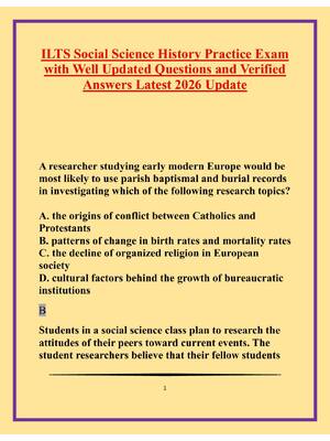 Preview image for ILTS Social Science History Practice Exam with Well Updated Questions and Verified Answers Latest 2026 Update