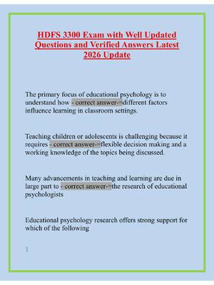 Preview of HDFS 3300 Exam with Well Updated Questions and Verified Answers Latest