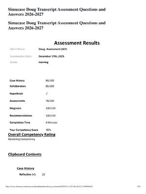 Preview of Simucase Doug Transcript Assessment Questions and Answers 2026-2027