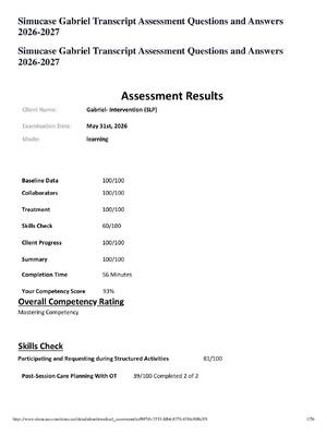 Preview of Simucase Gabriel Transcript Assessment Questions and Answers 2026-2027