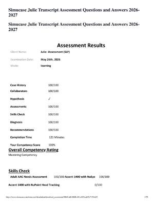 Preview of Simucase Julie Transcript Assessment Questions and Answers 2026-2027