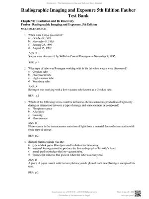 Preview of TEST BANK For Radiographic Imaging and Exposure 5th Edition By Fauber