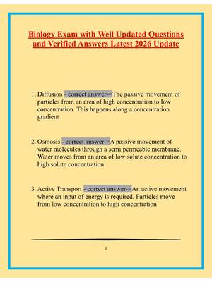 Preview image for Biology Exam with Well Updated Questions and Verified Answers Latest 2026 Update