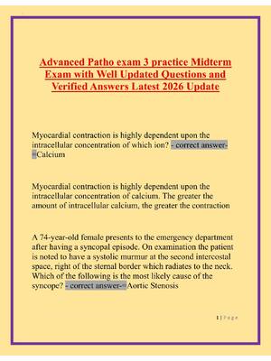 Preview image for Advanced Patho exam 3 practice Midterm Exam with Well Updated Questions and Verified Answers Latest