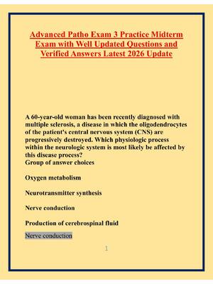 Preview image for Advanced Patho Exam 3 Practice Midterm Exam with Well Updated Questions and Verified Answers Latest 2026 Update
