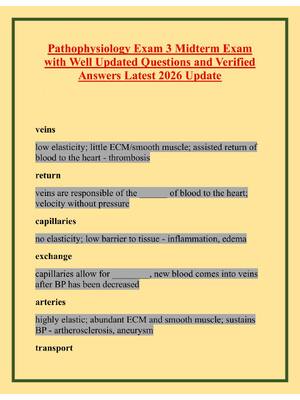 Preview image for Pathophysiology Exam 3 Midterm Exam with Well Updated Questions and Verified Answers Latest 2026 Update
