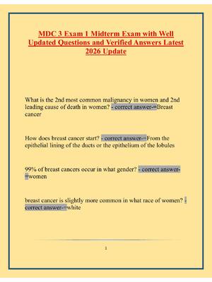 Preview image for MDC 3 Exam 1 Midterm Exam with Well Updated Questions and Verified Answers Latest 2026 Update