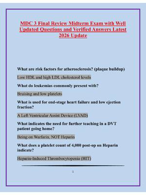 Preview image for MDC 3 Final Review Midterm Exam with Well Updated Questions and Verified Answers Latest 2026 Update