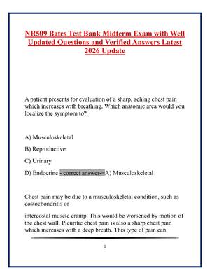 Preview of NR509 Bates Test Bank Midterm Exam with Well Updated Questions and Verified Answers Latest