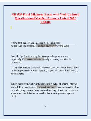 Preview image for NR 509 Final Midterm Exam with Well Updated Questions and Verified Answers Latest 2026 Update