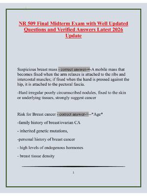 Preview image for NR 509 Final Midterm Exam with Well Updated Questions and Verified An