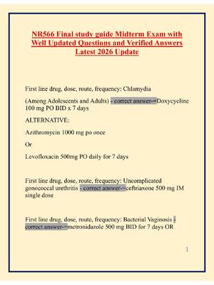 Preview image for NR566 Final study guide Midterm Exam with Well Updated Questions and Verified Answers Latest 2026 Update