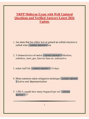 Preview of NRPP Midterm Exam with Well Updated Questions and Verified Answers Latest 2026 Update
