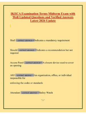 Preview of IKECA Examination Terms Midterm Exam with Well Updated Questions and Verified Answers Late