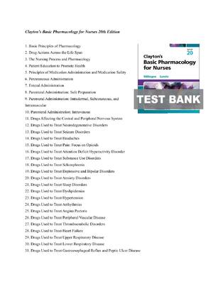 Preview of Test Bank Clayton’s Basic Pharmacology for Nurses 20th Edition