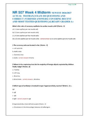 Preview of NR 507 Week 4 Midterm NEWEST 2026/2027  ACTUAL  TESTBANJ EXAM 300 QUESTIONS AND  CORRECT (