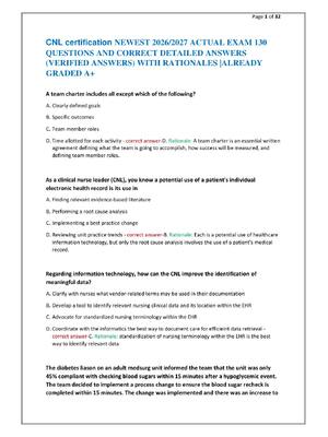 Preview of CNL certification NEWEST 2026/2027 ACTUAL EXAM 130  QUESTIONS AND CORRECT DETAILED ANSWERS