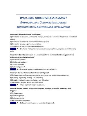 Preview image for WGU D082 OBJECTIVE ASSESSMENT  EMOTIONAL AND CULTURAL INTELLIGENCE  QUESTIONS WITH ANSWERS AND EXPLANATIONS