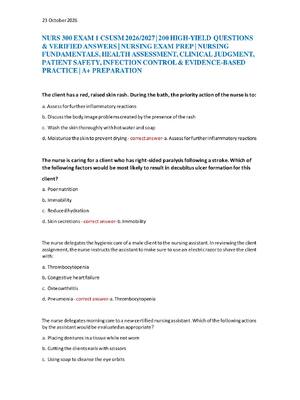 Preview of NURS 300 EXAM 1 CSUSM 2026/2027 | 200 HIGH-YIELD QUESTIONS  & VERIFIED ANSWERS | NURSING E