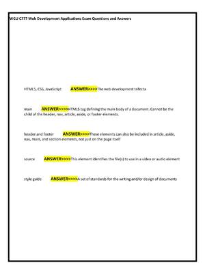 Preview image for WGU C777 Web Development Applications Exam Questions and Answers! 100% CORRECT ANSWERS ALREADY RATED A+