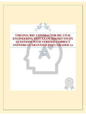Preview of VIRGINIA RBC CONTRACTOR IBC CIVIL ENGINEERING TEST EXAM 2026/2027 STUDY QUESTIONS WITH VER
