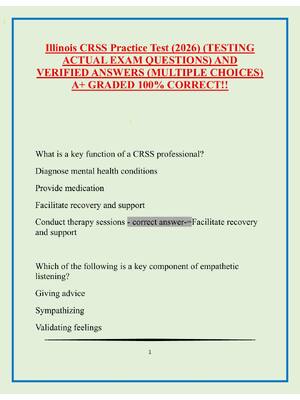 Preview of Illinois CRSS Practice Test (2026) (TESTING  ACTUAL EXAM QUESTIONS) AND  VERIFIED ANSWERS