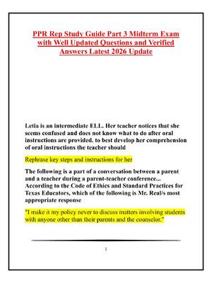 Preview image for PPR Rep Study Guide Part 3 Midterm Exam with Well Updated Questions and Verified Answers Latest 2026 Update