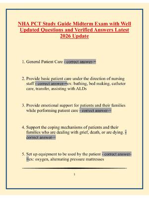 Preview image for NHA PCT Study Guide Midterm Exam with Well Updated Questions and Verified Answers Latest 2026 Update